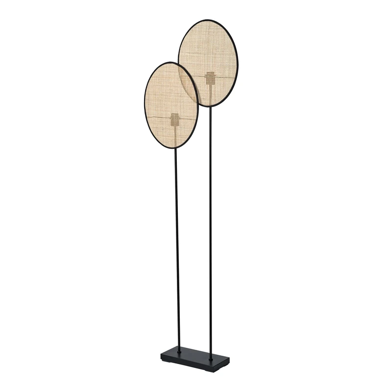 OSRAM Decor Rattan Dandelion Floor lamp 2X E27 Beige, Rattan Floor lamp Made of Nature for Living Room - Image 1