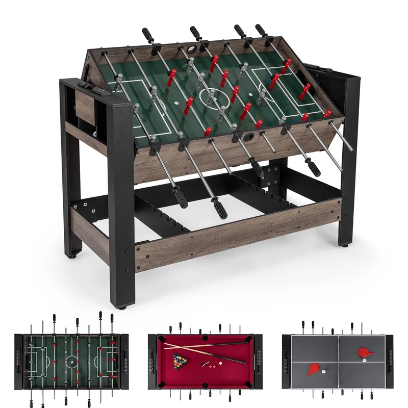 GYMAX 3 in 1 Multi Game Table, Combo Games Table Set with Foosball, Ping Pong, Pool Billiards, Indoor Arcade Table with Legs for Kids Adults Party Gatherings