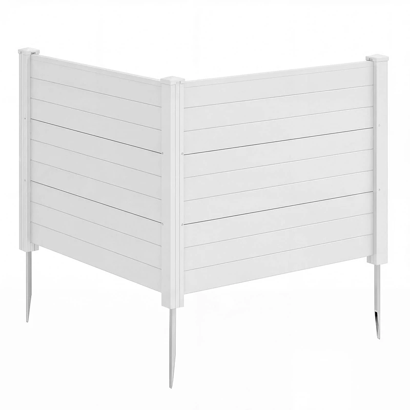 FANTASK Garden Fence, Pack of 2, 122 x 95 cm, Privacy Fence with 3 Posts, Decorative Privacy Fence Made of PP & Galvanised Metal, Decorative Fence, Freestanding Privacy Screen for Garden, Patio (White