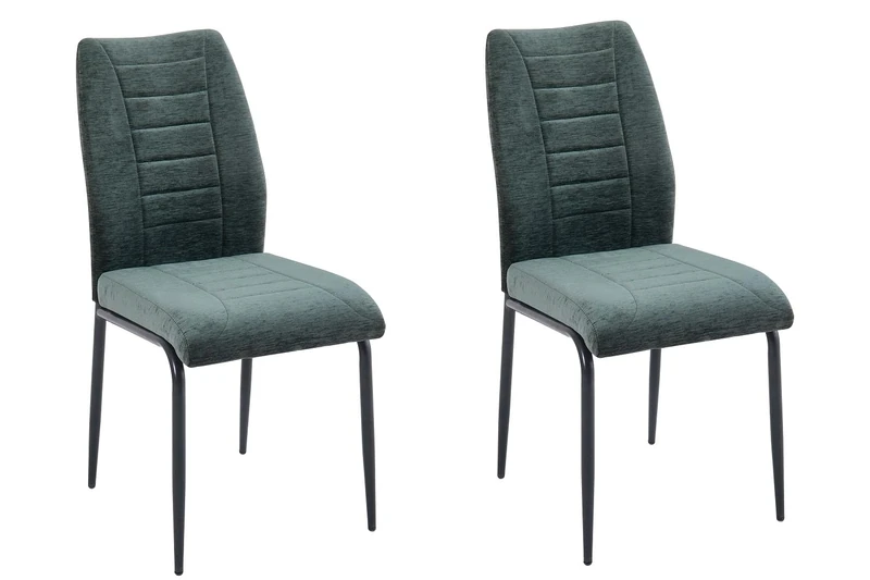 A ASPECT Set Of 2 Anna Upholstered Dining Chairs With Black Metal Legs (Green)