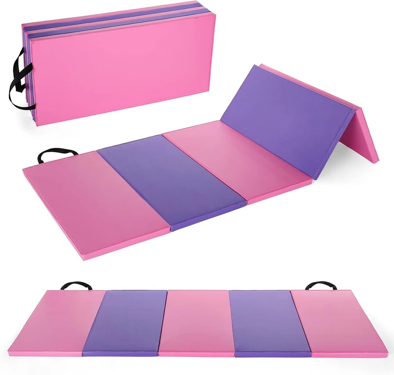 Folding Gymnastics Mat, 180 x 60cm(Four-Fold) / 185x78cm(Five-Fold) Thick Portable Exercise and Tumbling Pad for Home Gym/Pilates/Aerobics and Martial Arts Training - Image 1