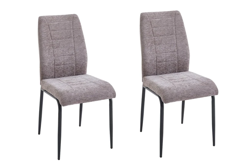 A ASPECT Set Of 2 Anna Upholstered Dining Chairs With Black Metal Legs (Light Brown)