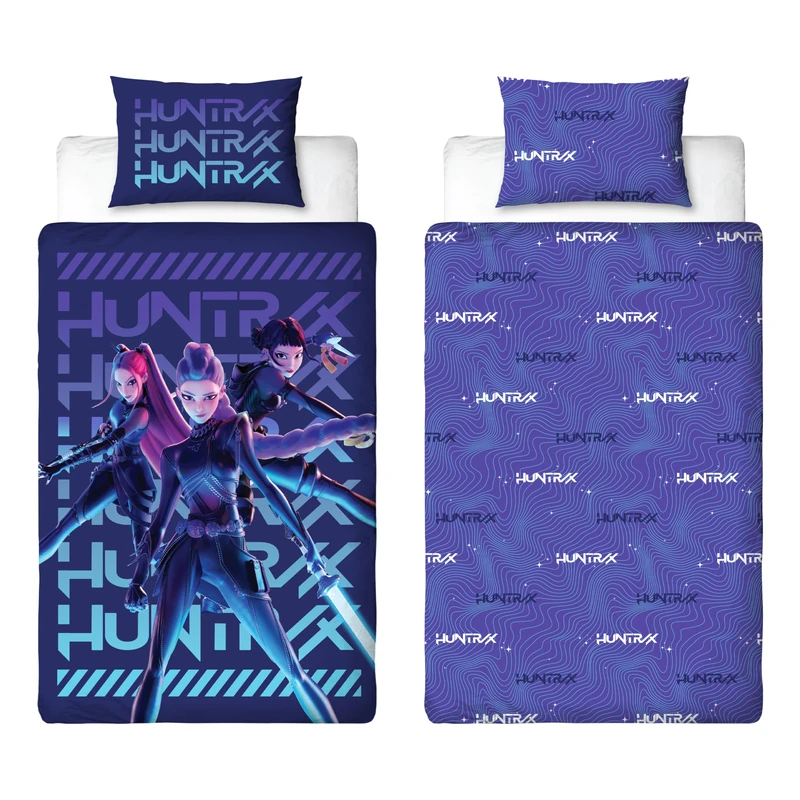 K Pop Demon Hunters Officially Licenced Single Duvet Cover Set | Huntrix Power Design | Reversible 2 Sided Bedding Including Matching Pillow Case | Perfect For Kids Bedroom | Polycotton - Image 1