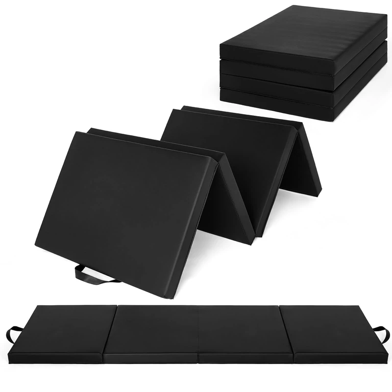 Folding Gymnastics Mat, 180 x 60cm(Four-Fold) / 185x78cm(Five-Fold) Thick Portable Exercise and Tumbling Pad for Home Gym/Pilates/Aerobics and Martial Arts Training