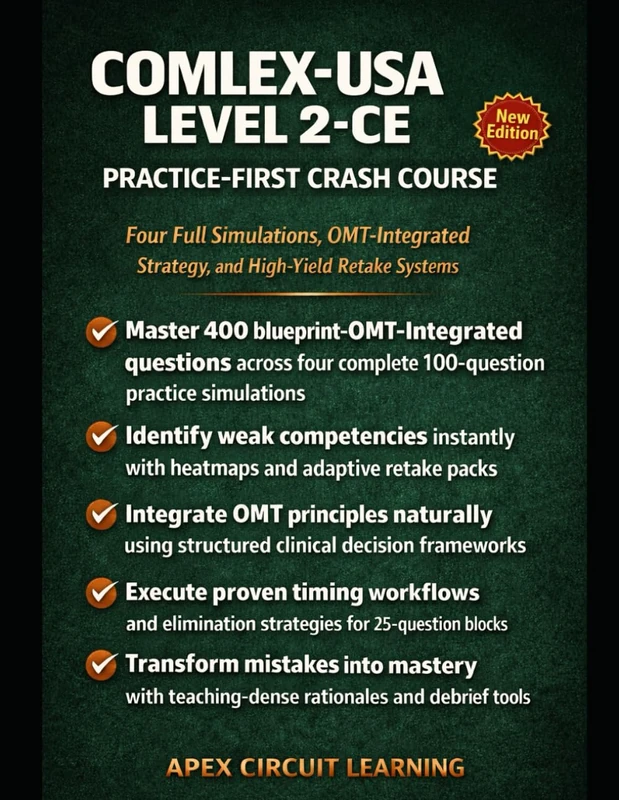 COMLEX-USA LEVEL 2-CE PRACTICE-FIRST CRASH COURSE: Master Clinical Decision-Making with Blueprint-Aligned Practice Tests, Competency Heatmaps, Adaptive Retake Systems & High-Yield Study Strategies