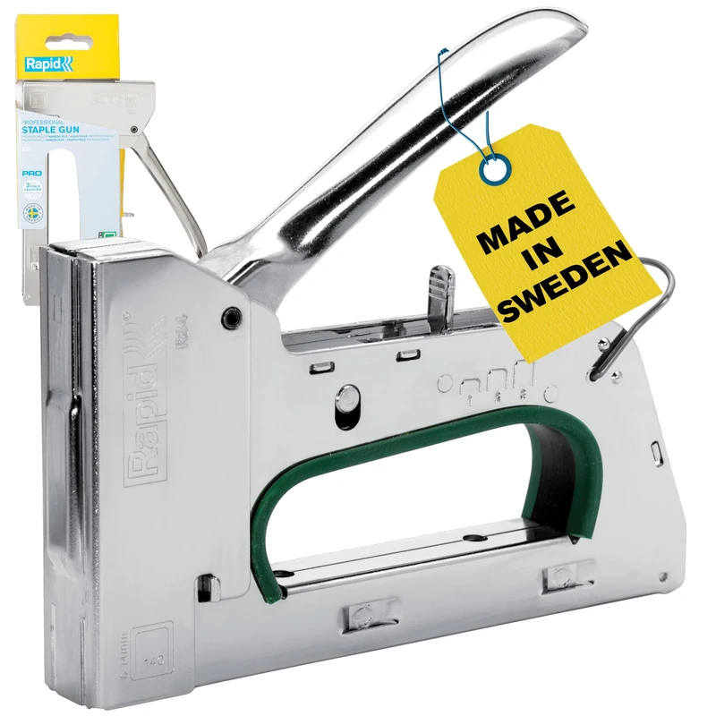 Rapid Heavy Duty Manual Staple Gun PRO R34 for No. 140 Staples, DIY Staple Gun with 3-Step Force Adjuster, Easy Squeeze Trigger, and Ergonomic Handle, Made in Sweden (5001671)