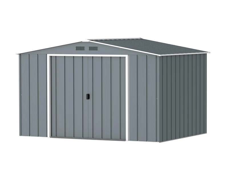 Duramax ECO 10x8 Metal Garden Storage Shed (7.80 m²), Hot-Dipped Galvanized Steel Tool Shed, All Weather Resistant with Reinforced Roof Structure, Maintenance-Free Outdoor Storage House, Grey Blue