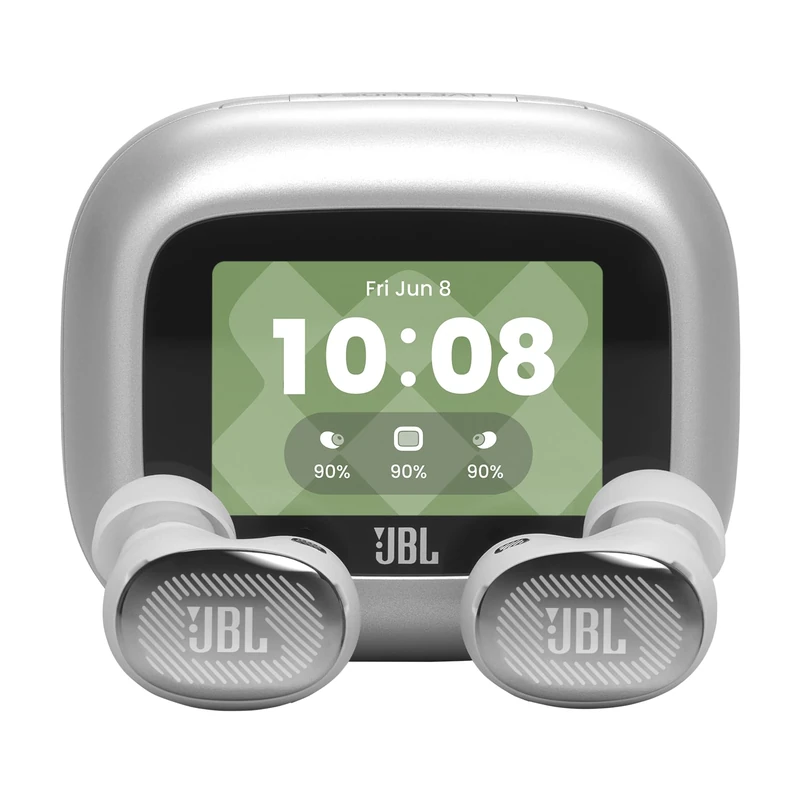 JBL Live Buds 4, True Wireless Earbud Headphones with Bluetooth, 40h Battery Life, Adaptive Noise Cancelling, JBL Signature Sound, IP55 Waterproof, Smart‑Charging Case, Silver