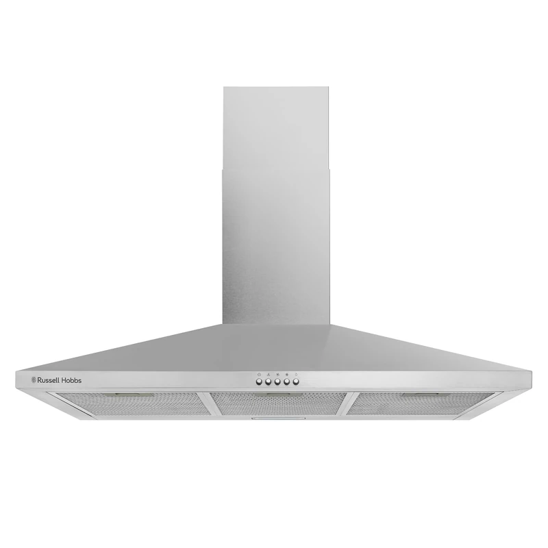 Russell Hobbs 90cm Chimney Cooker Hood in Stainless Steel with 3 Speed Settings, 2x Carbon Filters, Extraction or Recirculation, 400 m³/h Extraction Rate, LED Lights, A++ Energy Rating, RH90SCH03A1SS