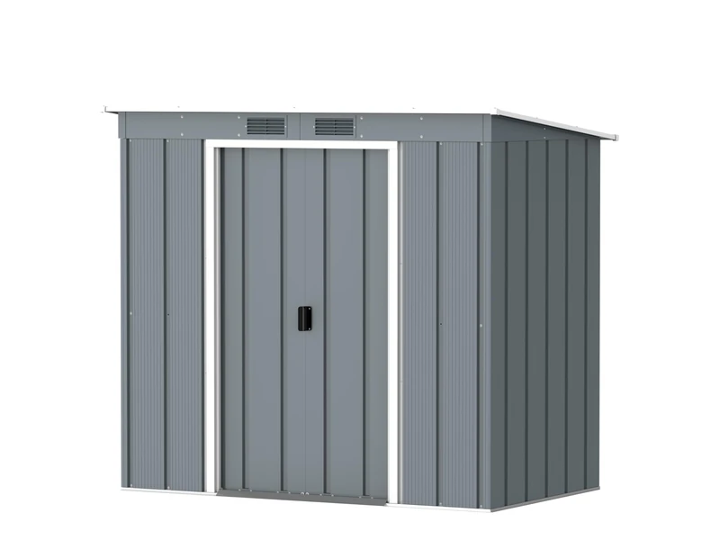 Duramax ECO Pent Roof 6x4 Metal Garden Storage Shed (2.51 m²), Hot-Dipped Galvanized Steel Tool Shed, All Weather Resistant with Reinforced Roof Structure, Maintenance-Free Outdoor Storage, Grey Blue