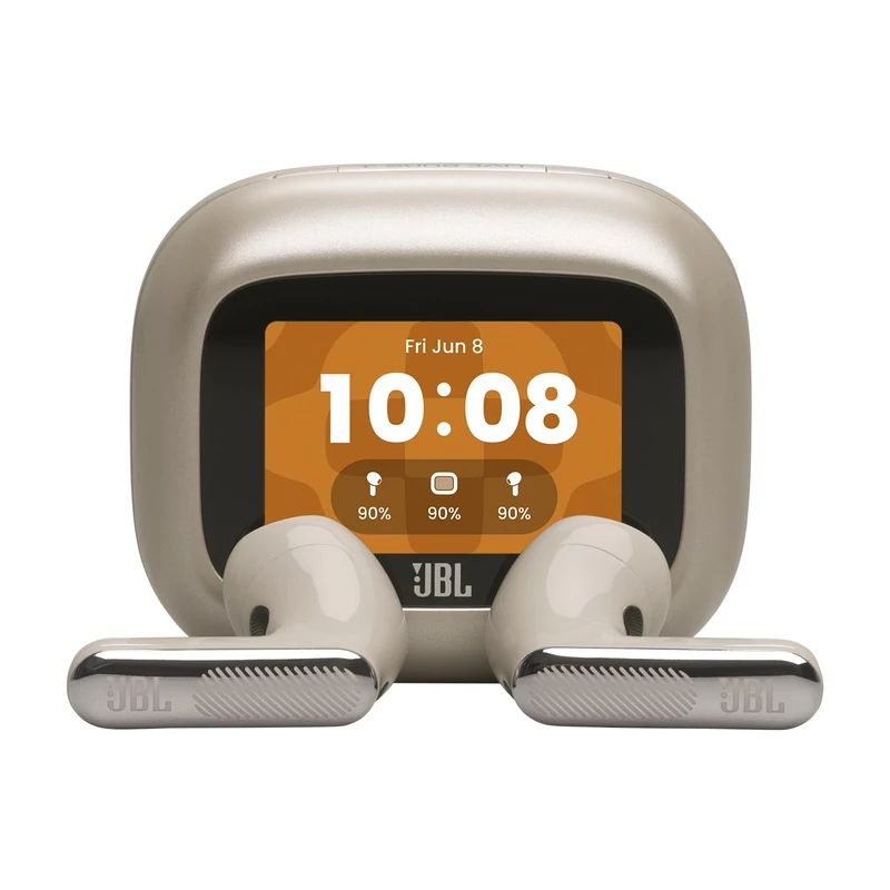 JBL Live Flex 4, True Wireless Earbud Headphones with Bluetooth, 50h Battery Life, Adaptive Noise Cancelling, JBL Signature Sound, IP54 Waterproof, Smart‑Charging Case, Champagne
