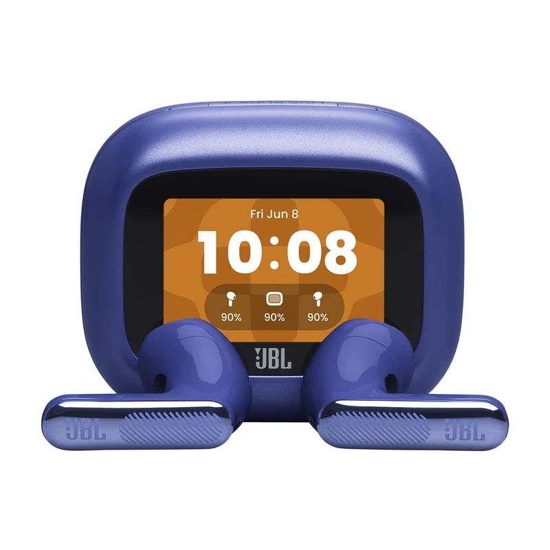 JBL Live Flex 4, True Wireless Earbud Headphones with Bluetooth, 50h Battery Life, Adaptive Noise Cancelling, JBL Signature Sound, IP54 Waterproof, Smart‑Charging Case, Blue