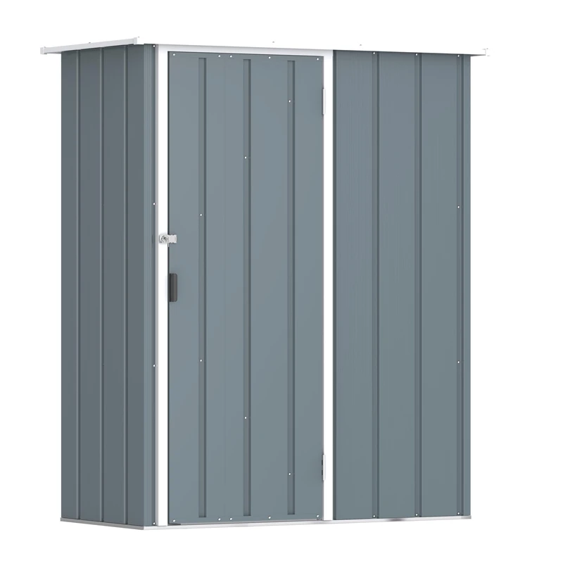 Duramax Easy-Store 5x2 Metal Garden Storage Shed (1.08 m²), Hot-Dipped Galvanized Steel Tool Shed, Lockable Outdoor Storage Cabinet, Maintenance-Free Metal Vertical Tool Shed, Blue Grey