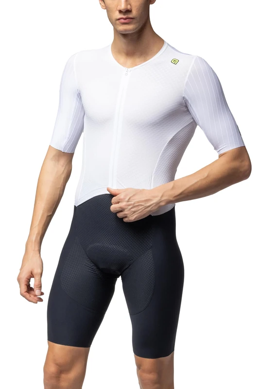 Alé Cycling Men's R-EV1 Eagle Short Sleeve Skinsuit, White, L