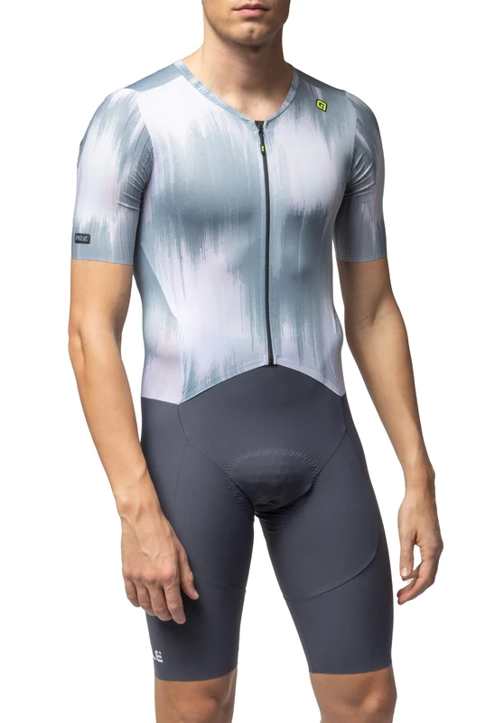 Alé Cycling Men's PR.E Argon Short Sleeve Skinsuit, Sage Grey, XL - Image 1