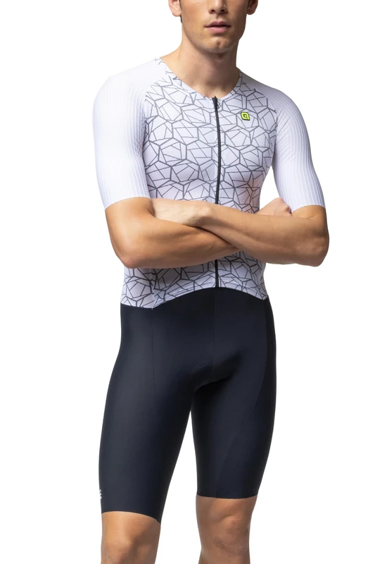 Alé Cycling Men's Triathlon Focus Short Sleeve Tri Suit, White, L