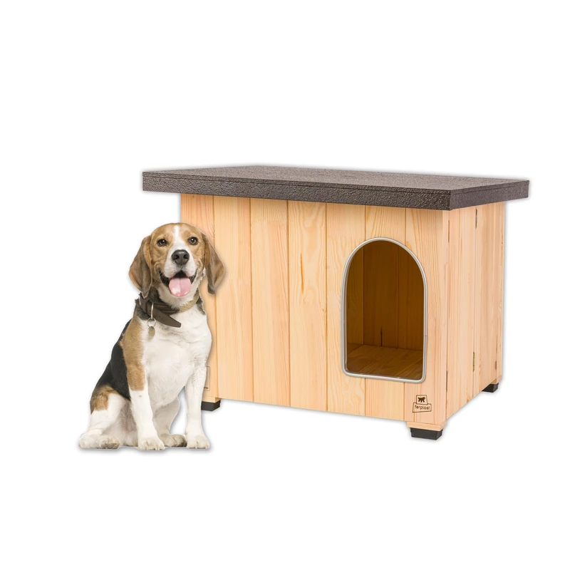Ferplast Wooden Dog Kennel Outdoor – 4 Season Insulated Dog House, Weatherproof, Raised Floor, Waterproof Protection, Small Dogs, 67 x 53 x 52.5 cm - Image 1