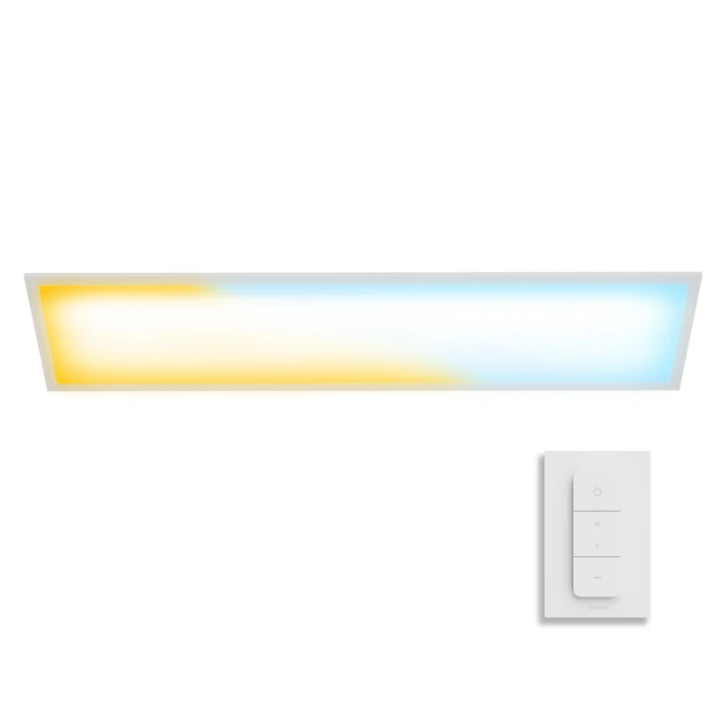 Philips Superslim Ceiling Light with Wall Switch Remote Control, 5 Preset Light Scenes, Deep Dimming 1%, Easy to Control, Easy to Install, Slim Design, 100 cm, 24W, Rectangle, White