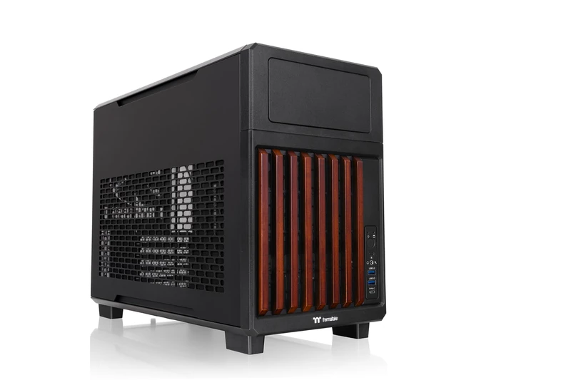 Thermaltake TR200 WS | Micro-ATX Case with Wooden Front Panel | USB 3.2 Gen 2 Type-C and 2 x USB 3.0 | Pre-installed 120 mm Rear Fan | Compatible with AIO and 6-Inch LCD Kit | Black
