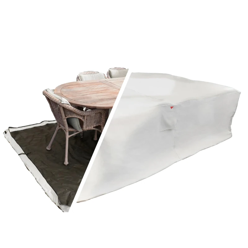 HOME It Garden Garden Furniture Cover 235 x 180 x 95 cm 600D PVC Coating Waterproof UV Protection 2 Ventilations Zipper and Drawstring Sand - Image 1