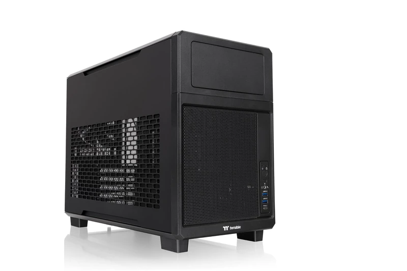 Thermaltake TR200 | Micro-ATX Case | USB 3.2 Gen 2 Type-C and 2 x USB 3.0 | Pre-installed 120 mm Rear Fan | Compatible with AIO Liquid Cooling and 6-Inch LCD Screen Kit | Black