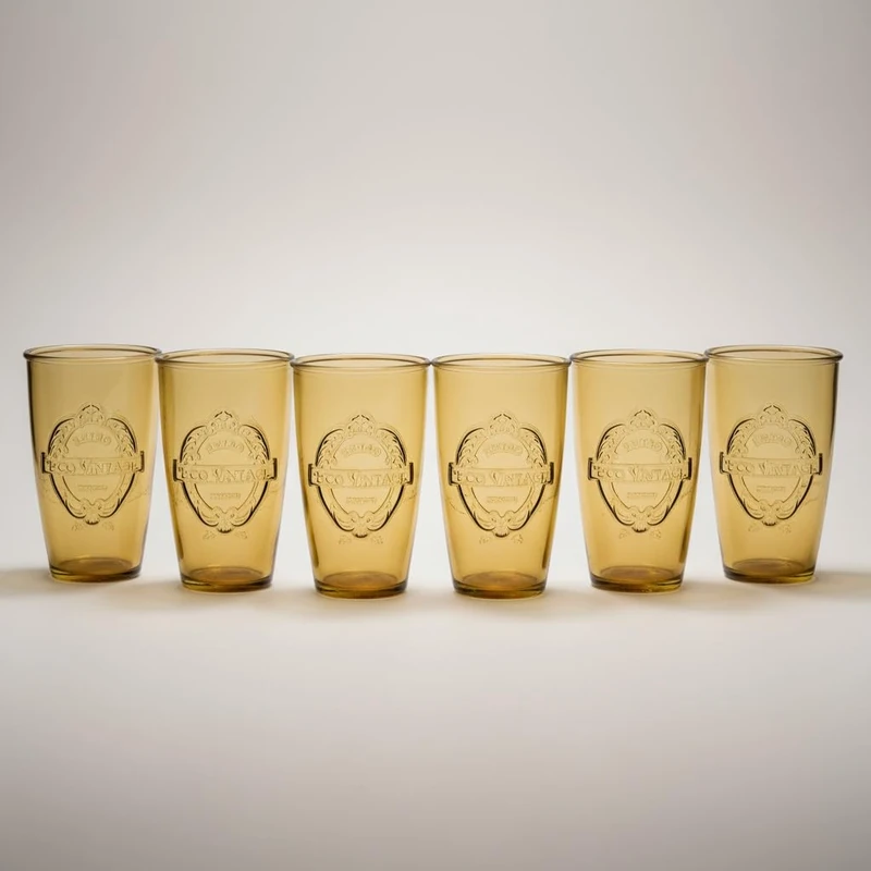 Dexam Since 1957, Sintra Eco-Friendly Recycled Glass Tumbler, Set of 6 350ml – Ochre Yellow