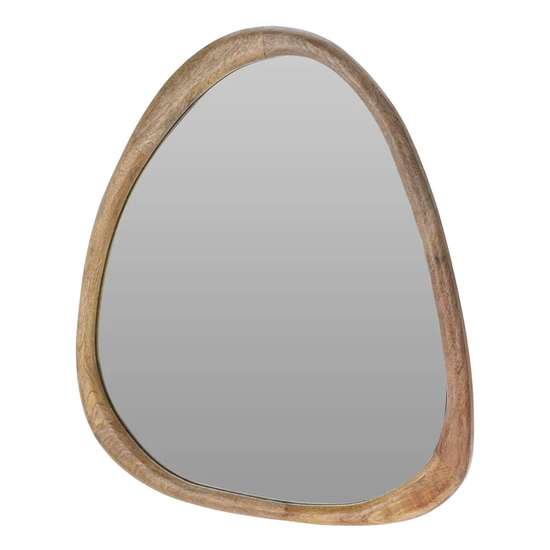Well Home Irregular Mirror 53 x 2.5 x 60 cm Natural Mango Wood Frame in Natural Finish for Entrance, Living Room or Bedroom - Image 1