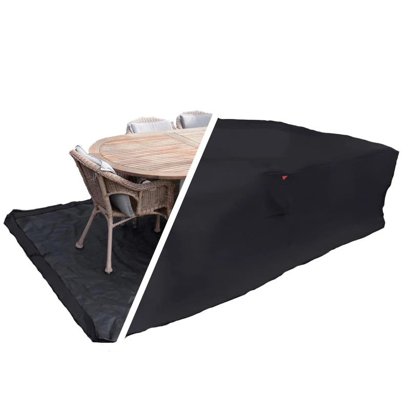 HOME It Garden Garden Furniture Cover 210 x 155 x 95 cm 600D PVC Coated Waterproof UV Protection 2 Ventilations Zip and Cord Black