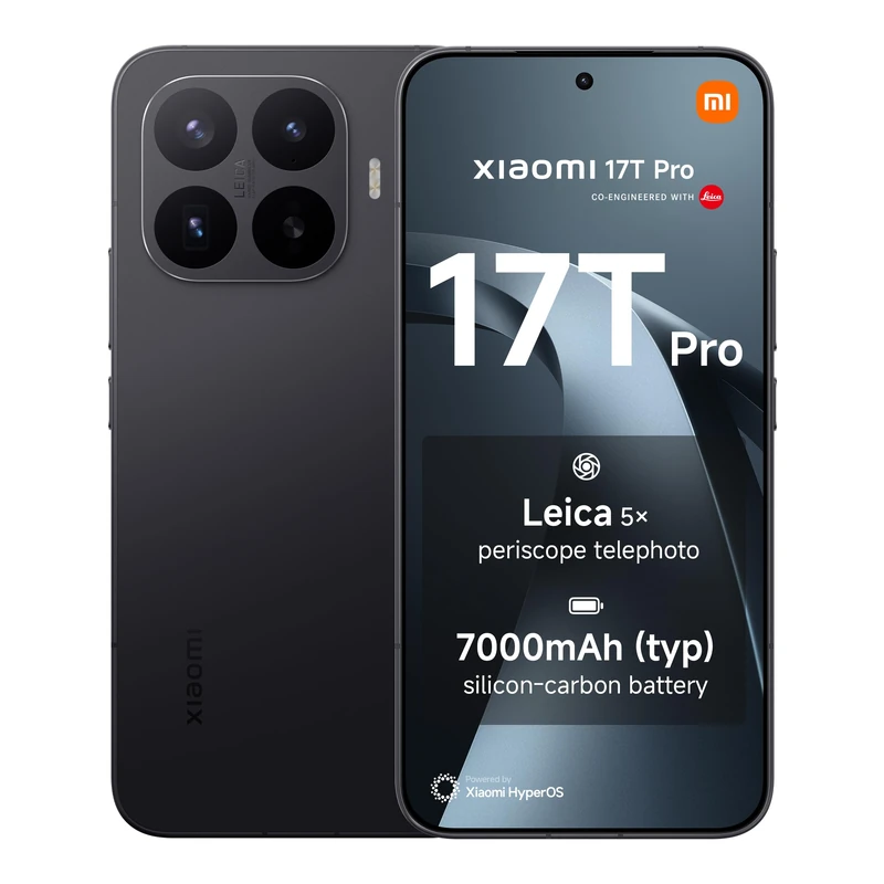 XIAOMI 17T Pro, Smartphone 12+1024 GB, 6.83" 144Hz eye-care display, 7000mAh (typ) Silicon-carbon Battery, Leica 5x Telephoto, 100W HyperCharge, Black, 1 year extra warranty