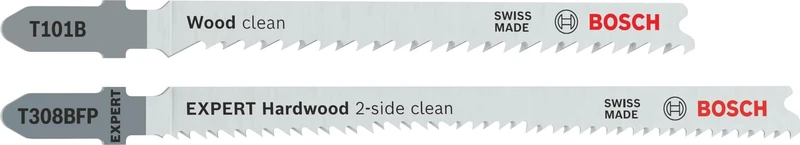 Bosch 26x T101B and Expert Hardwood 2-Side Clean T308BFP Jigsaw Blades, 26 pcs (for Kitchen countertop, Softwood, x mm,)