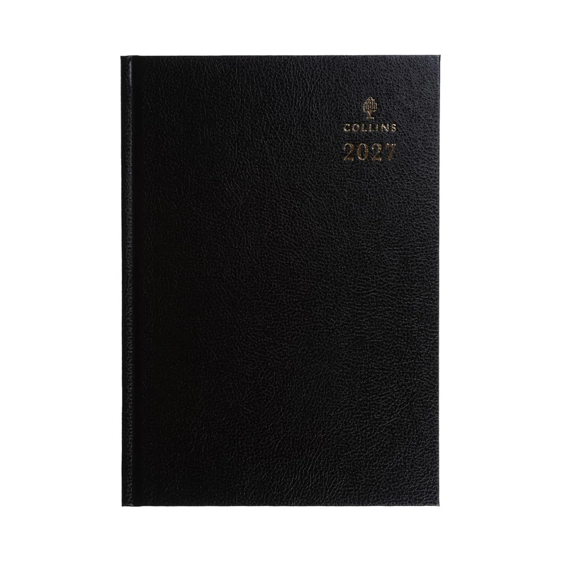 2027 Calendar Year Planner - 12 Month A4 2 Pages to a Day Diary - Hard Cover in Black - Collins Debden Standard Desk Range (47.99-27)