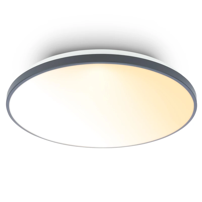 BRILONER - Ceiling Light with Remote Control, Dimmable, Decorative Trim, Warm White to Neutral White, Ceiling Lights Living Room, LED Lights for Bedroom, Kitchen Light, 48 x 6.5 cm, Anthracite