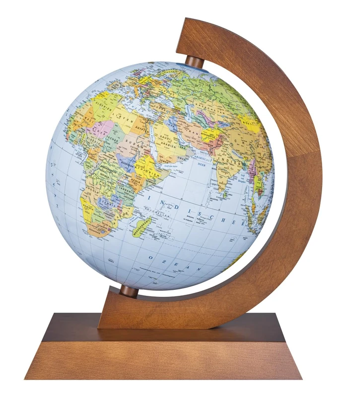 DONAU Globe/Diameter 25 cm/Political-Physical Map/Educational World for Kids & Adults/German language version/Illuminated/Home Décor and Office Desktop/School Globe/interactive/Wooden Stand