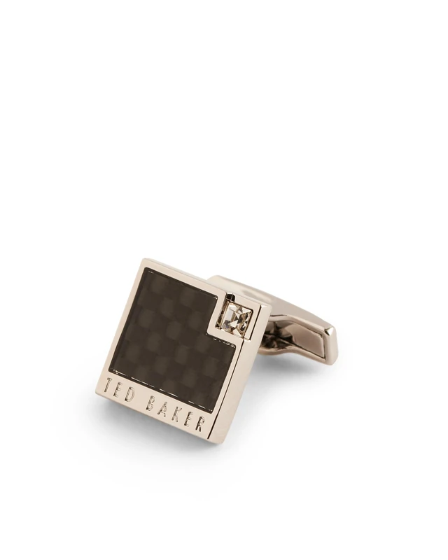 Ted Baker london kryss-carbon fibre cufflinks, silver-col - Image 1
