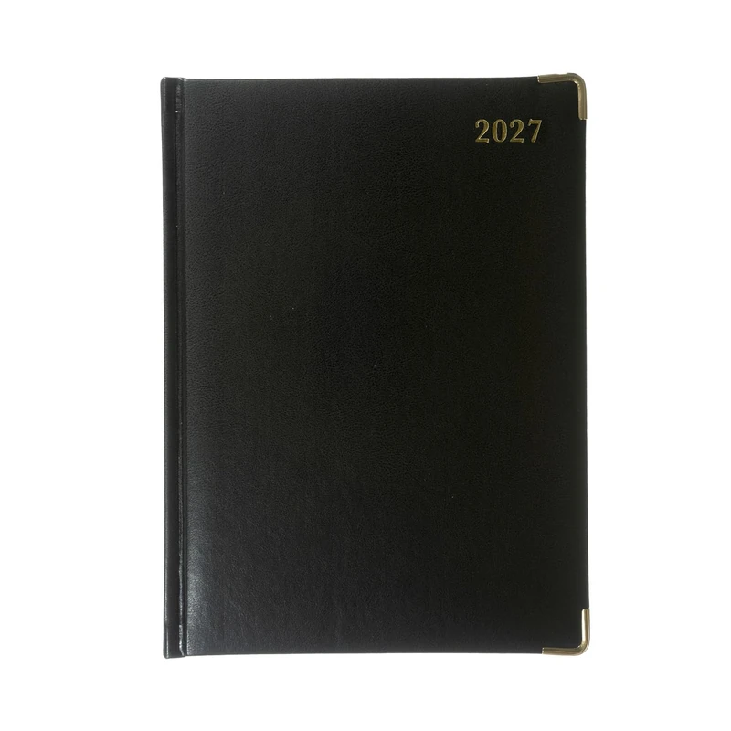 2027 Calendar Year Planner - 12 Month 260x190mm Manager Day-to-Page Diary - Faux Leather Cover in Black - Collins Debden Classic Range (1200V.99-27)