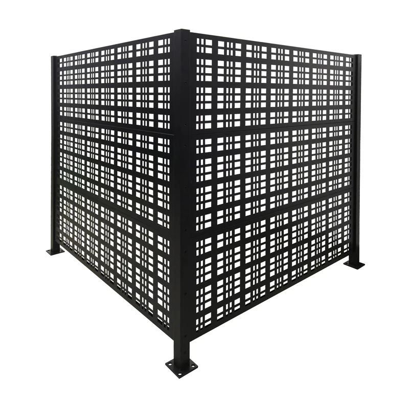 Relaxdays bin enclosure, Square, 2 panels, each HxW 120 x 120 cm, modular privacy screen, black