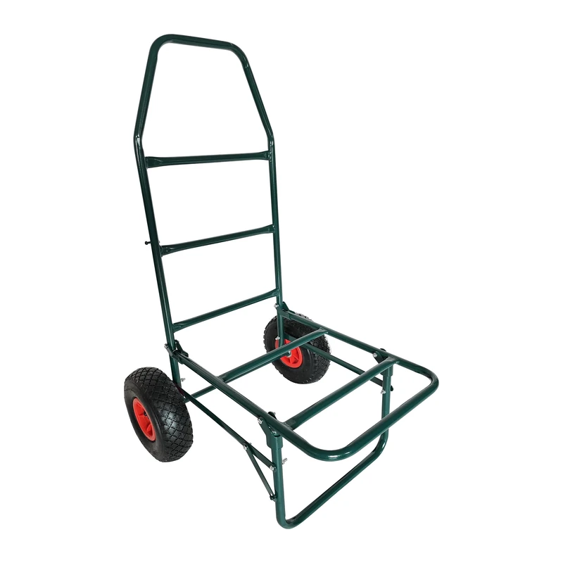 Relaxdays foldable platform trolley, HxWxD 102x50x37 cm, pneumatic tyres, up to 80 kg, steel, green