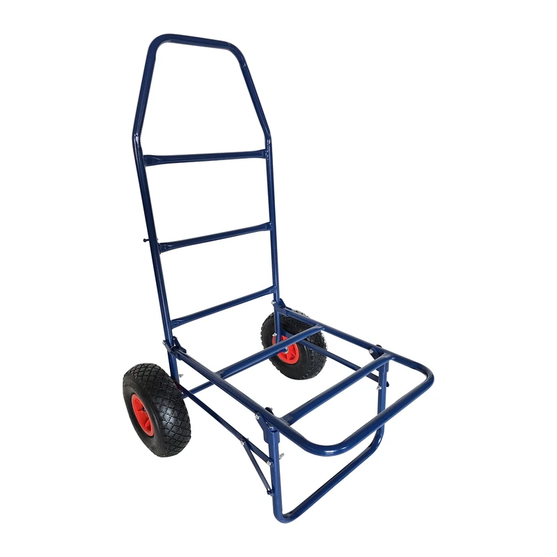 Relaxdays transport trolley, foldable, H x W x D: 102x50x37 cm, pneumatic tyres, up to 80 kg, steel, blue