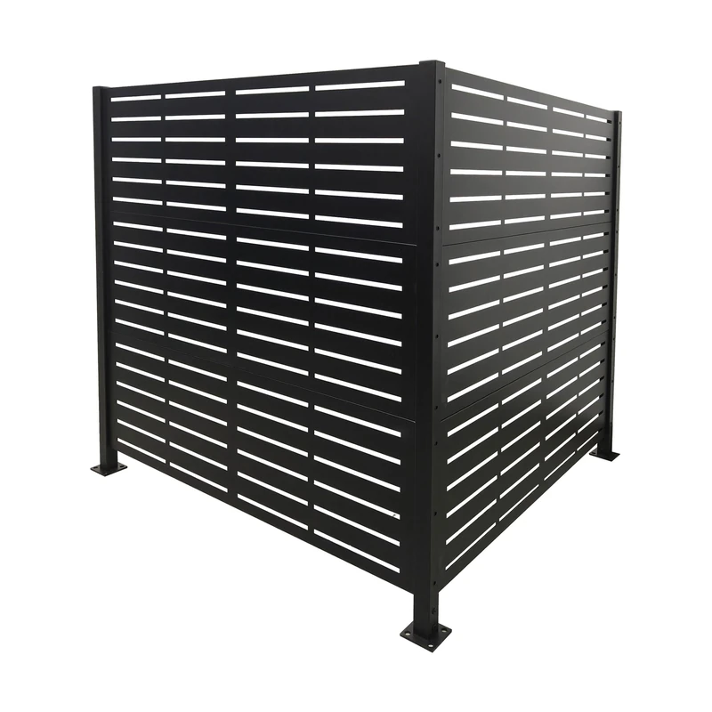 Relaxdays Line, 2 Panels H x W 120 x 120 cm, Modular Privacy Screen, Wheelie Bin Fence, Black