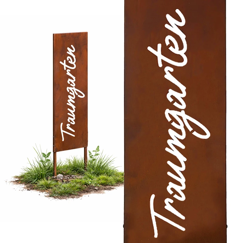 Relaxdays Rust-Effect Garden Stake, Weatherproof, Rustic Iron, Brown, 85x28 cm