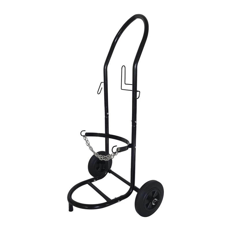 Relaxdays transport trolley for 5–33 kg gas cylinders, HxWxD: 102x52x60 cm, solid rubber tyres, steel, black