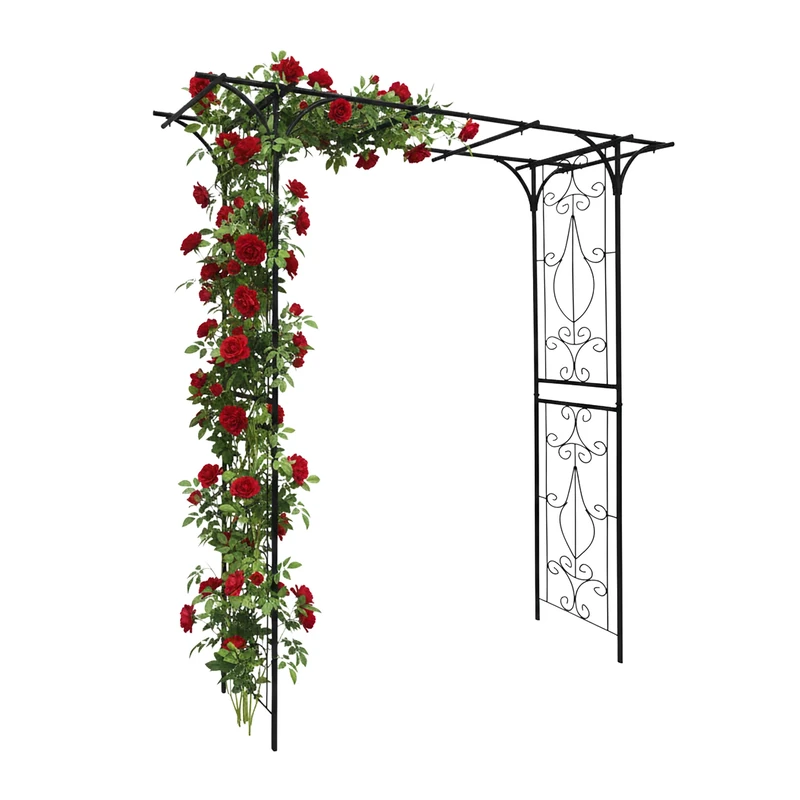 Relaxdays Metal Garden Rose Archway, Square Trellis for Climbers, 206 x 204 x 52 cm, Black