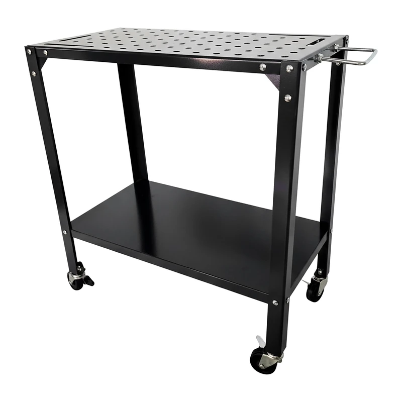 Relaxdays Welding Table with Castors, Perforated Steel Workbench, 91.5x88x46 cm, Black