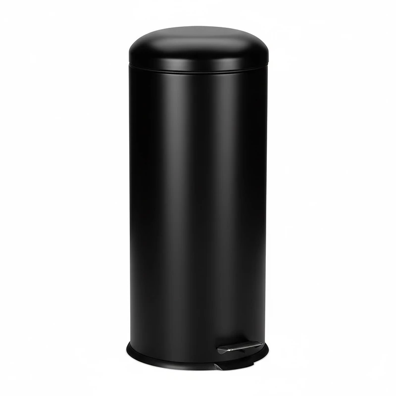 Relaxdays Kitchen Pedal Bin 30L, Soft Close Lid, Inner Handle, Round Metal, 68x33x29cm Grey