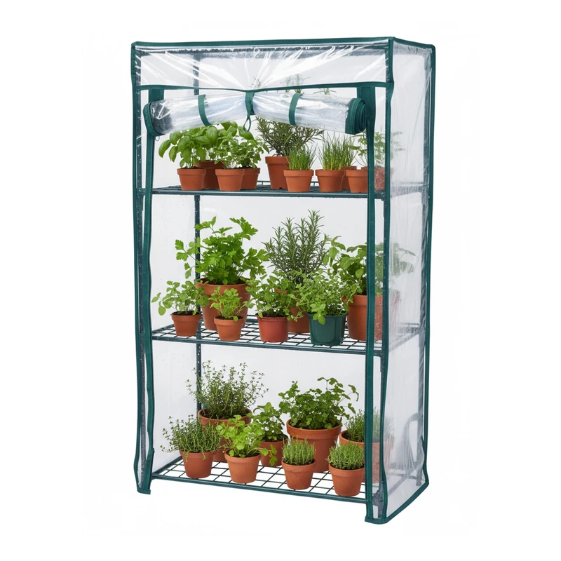 Relaxdays Balcony Greenhouse PVC and Steel, 3 Levels, Green/Transparent, 80 x 46 x 24 cm