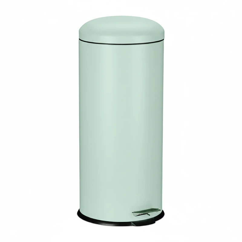 Relaxdays Kitchen Pedal Bin, 30L with Soft Close Lid, Inner Bucket with Handle, Round Metal, 68x33x29 cm