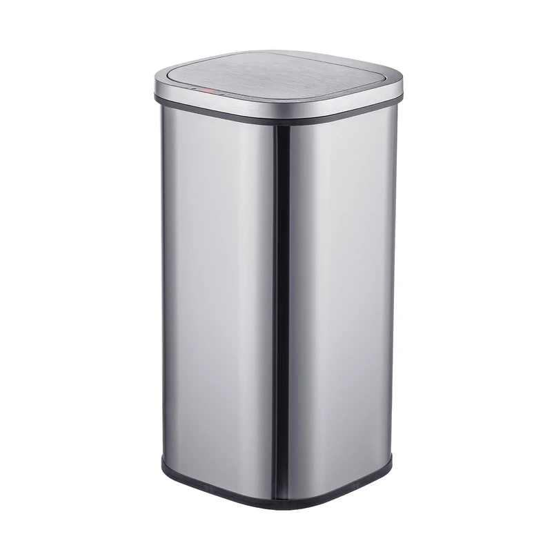 Relaxdays Sensor Bin with Automatic Lid, 30L, Stainless Steel, Bag Holder, Kitchen Bin, Silver