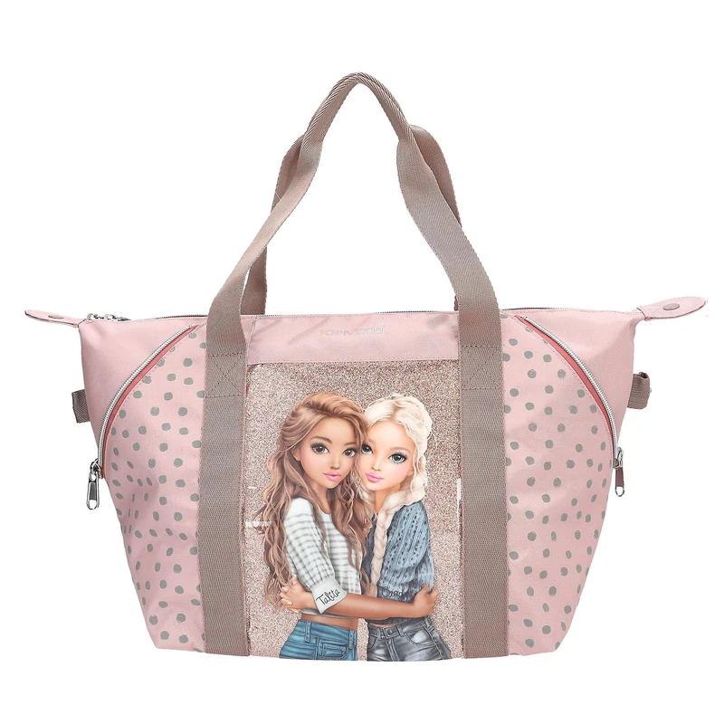 Depesche 14014 TOPModel Dots Sports Bag in Pink with Model Motif and Dots Pattern Bag with Handle and Inner Compartment - Image 1