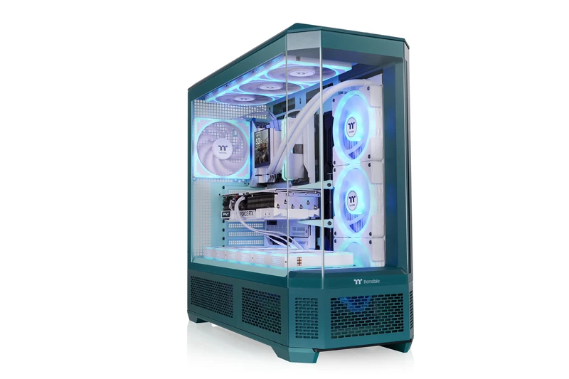 Thermaltake The Tower 600 | Achteckiger Mid Tower ATX | 2 vorinstallierte 140-mm-Lüfter | Vertikale Belüftung | Kompatibel mit 420-mm-Kühler und bis zu 13 Lüftern | Blaugrün Teal