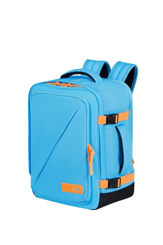 American Tourister Take2Cabin - Ryanair/Wizz Air Cabin Bag 30 x 20 x 40 cm, 26.5 L, 0.60 kg, Hand Luggage, Airplane Backpack S/M Underseat, Blue/Orange (Blueberry Fizz/Papaya Pop)
